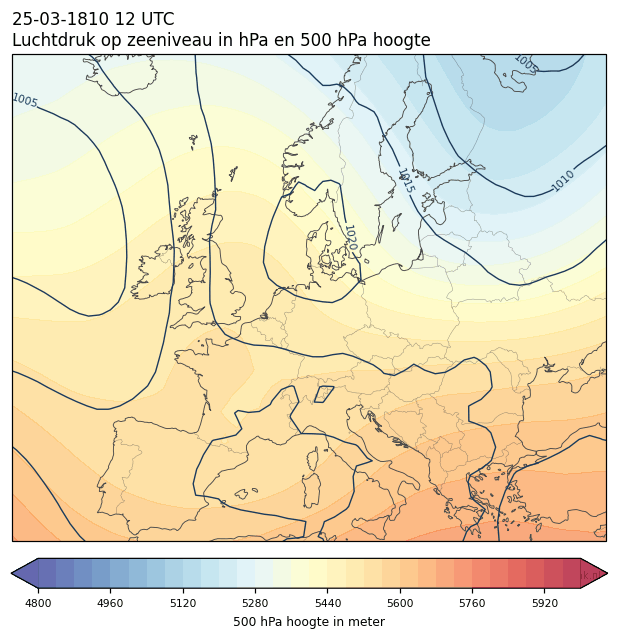Weerkaart van 25 maart 1810 om 12 UTC