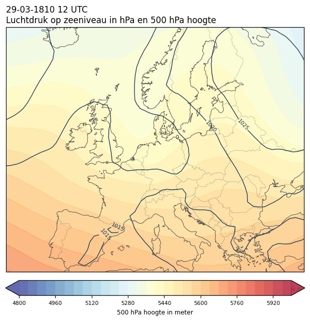 Weerkaart van 29 maart 1810 om 12 UTC