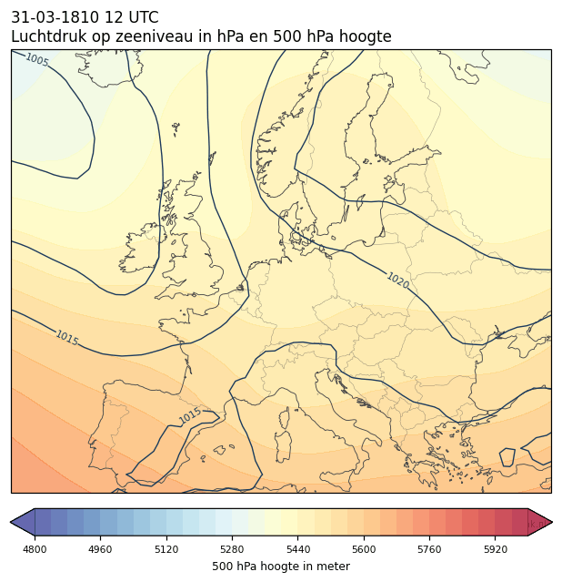 Weerkaart van 31 maart 1810 om 12 UTC
