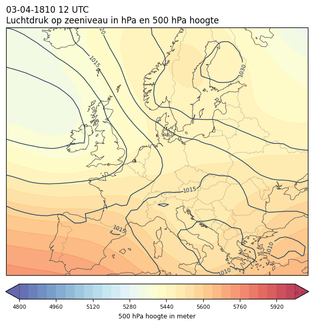 Weerkaart van 3 april 1810 om 12 UTC