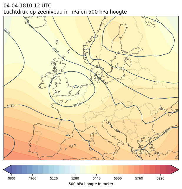 Weerkaart van 4 april 1810 om 12 UTC