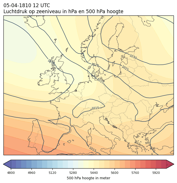 Weerkaart van 5 april 1810 om 12 UTC