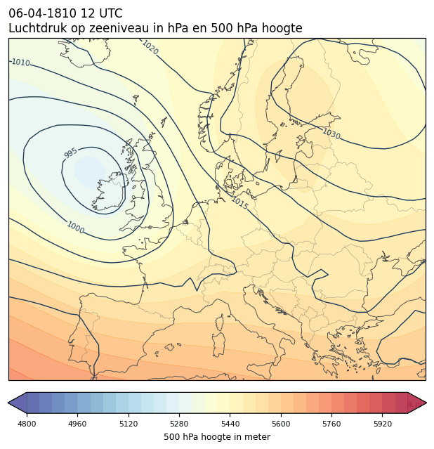 Weerkaart van 6 april 1810 om 12 UTC