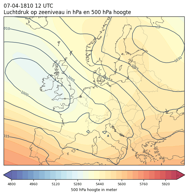Weerkaart van 7 april 1810 om 12 UTC