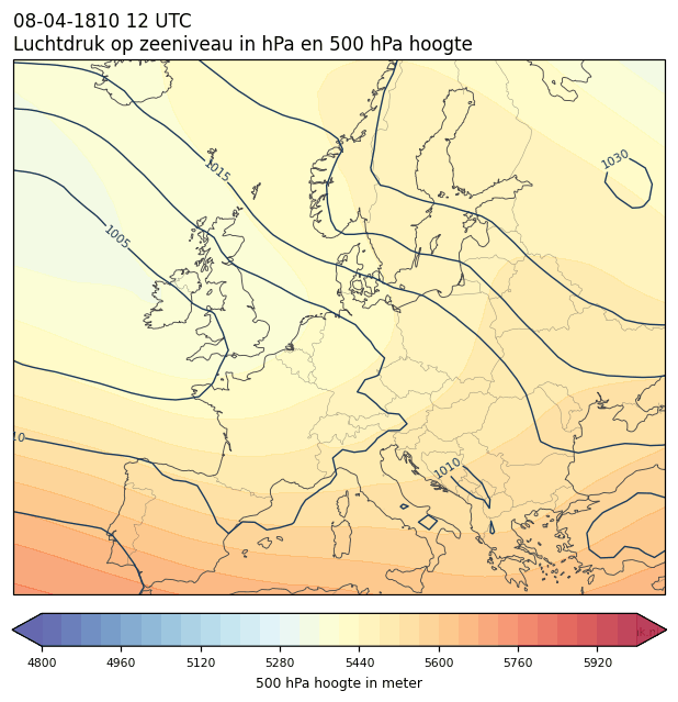 Weerkaart van 8 april 1810 om 12 UTC