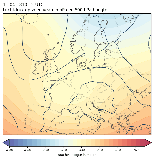 Weerkaart van 11 april 1810 om 12 UTC