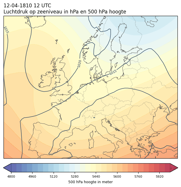 Weerkaart van 12 april 1810 om 12 UTC