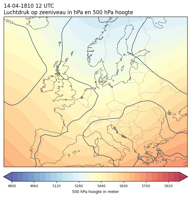 Weerkaart van 14 april 1810 om 12 UTC
