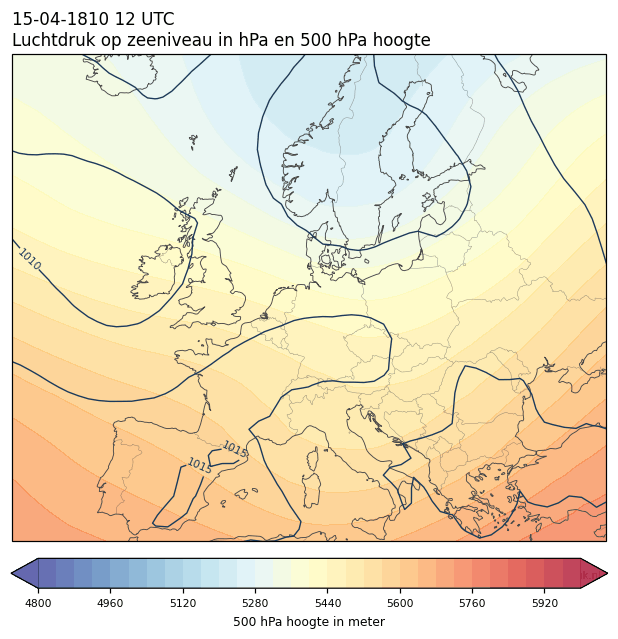 Weerkaart van 15 april 1810 om 12 UTC