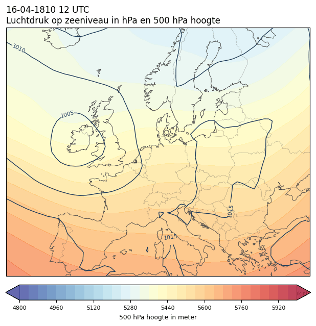 Weerkaart van 16 april 1810 om 12 UTC