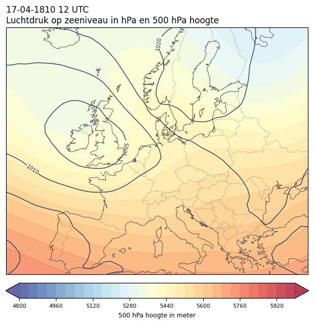 Weerkaart van 17 april 1810 om 12 UTC