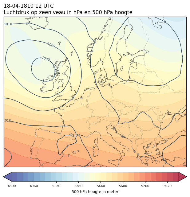 Weerkaart van 18 april 1810 om 12 UTC
