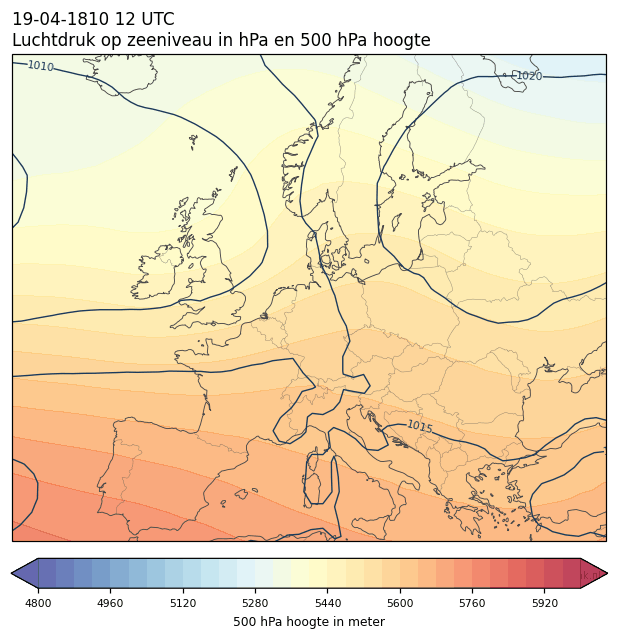 Weerkaart van 19 april 1810 om 12 UTC