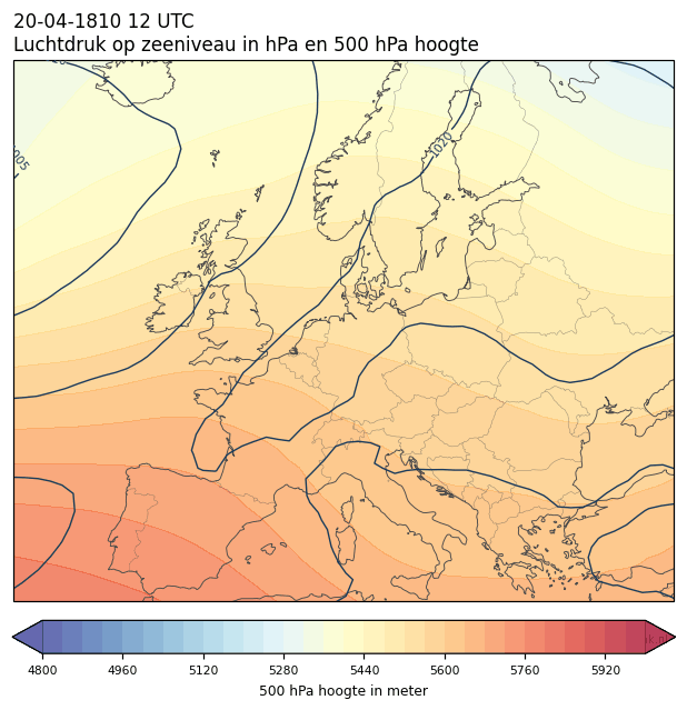 Weerkaart van 20 april 1810 om 12 UTC