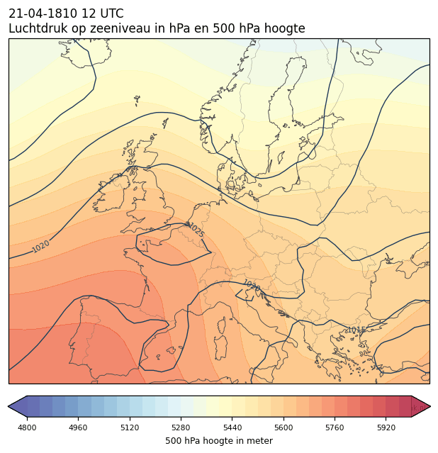 Weerkaart van 21 april 1810 om 12 UTC