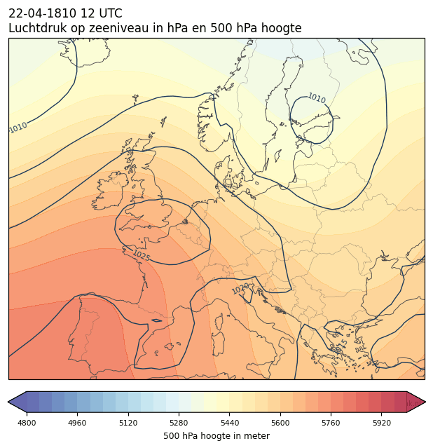 Weerkaart van 22 april 1810 om 12 UTC