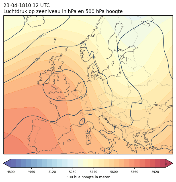 Weerkaart van 23 april 1810 om 12 UTC