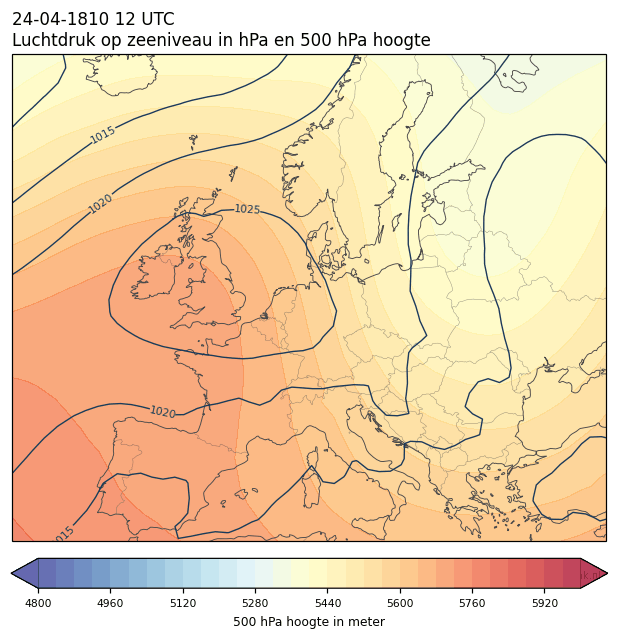 Weerkaart van 24 april 1810 om 12 UTC