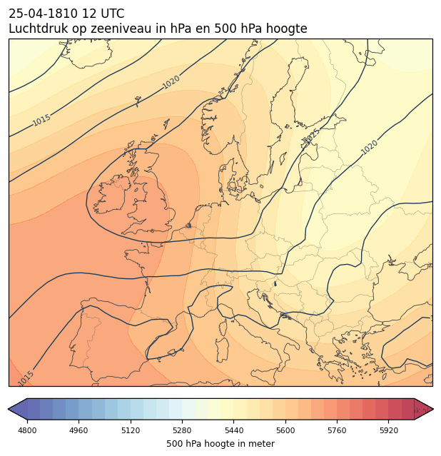 Weerkaart van 25 april 1810 om 12 UTC