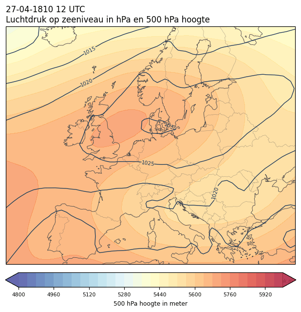 Weerkaart van 27 april 1810 om 12 UTC
