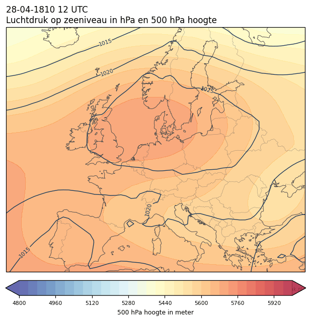 Weerkaart van 28 april 1810 om 12 UTC