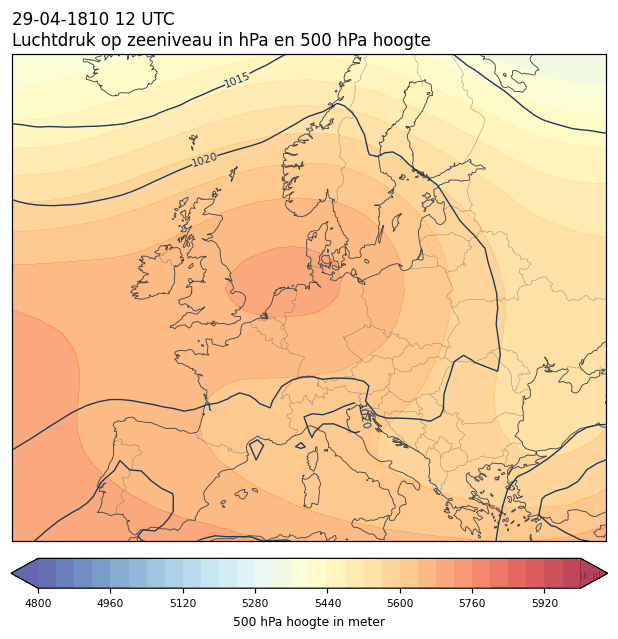 Weerkaart van 29 april 1810 om 12 UTC