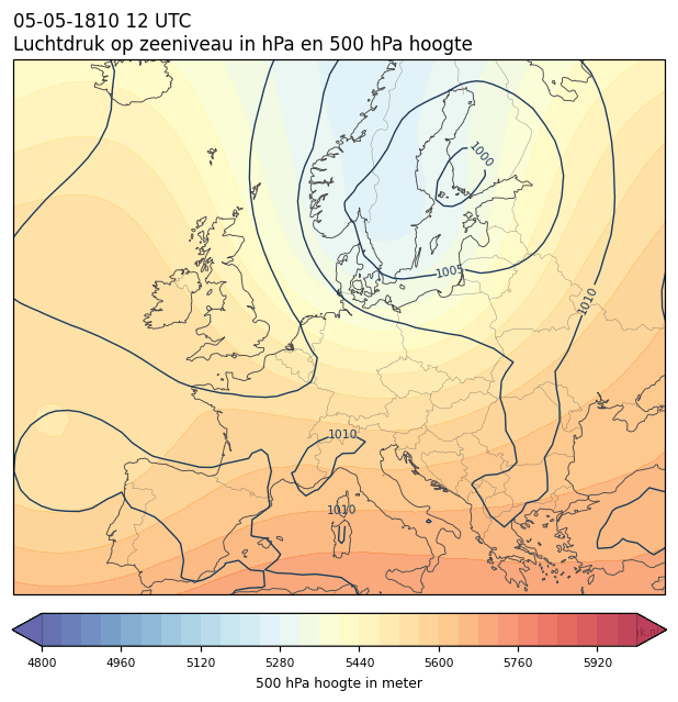 Weerkaart van 5 mei 1810 om 12 UTC