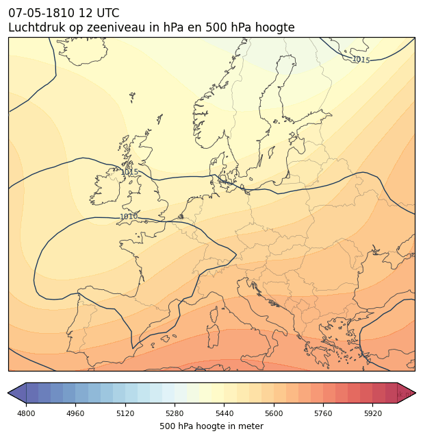 Weerkaart van 7 mei 1810 om 12 UTC