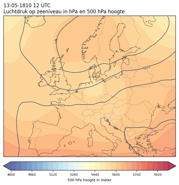 Weerkaart van 13 mei 1810 om 12 UTC