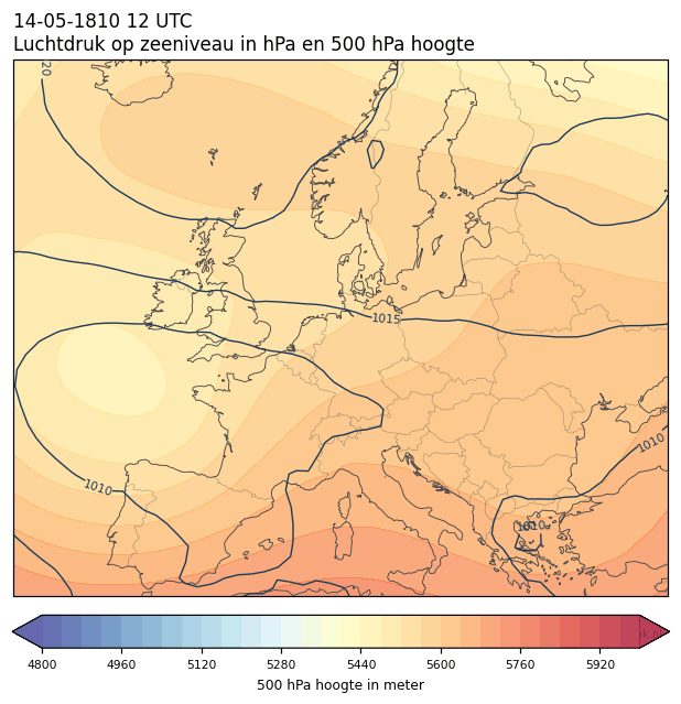 Weerkaart van 14 mei 1810 om 12 UTC