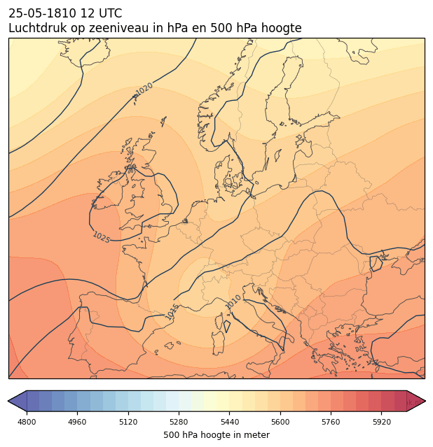 Weerkaart van 25 mei 1810 om 12 UTC