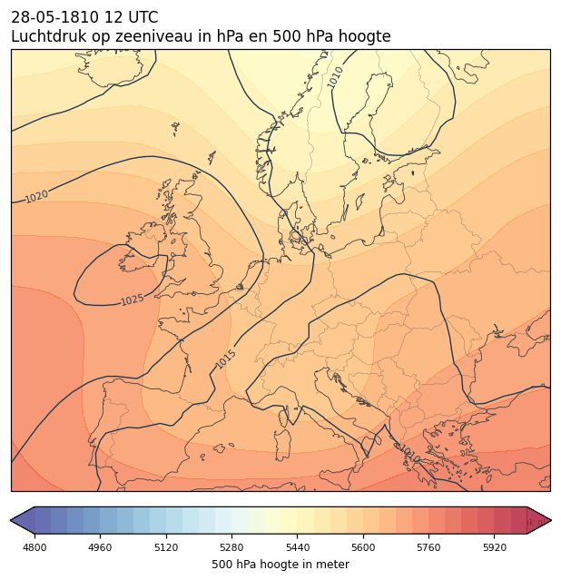 Weerkaart van 28 mei 1810 om 12 UTC