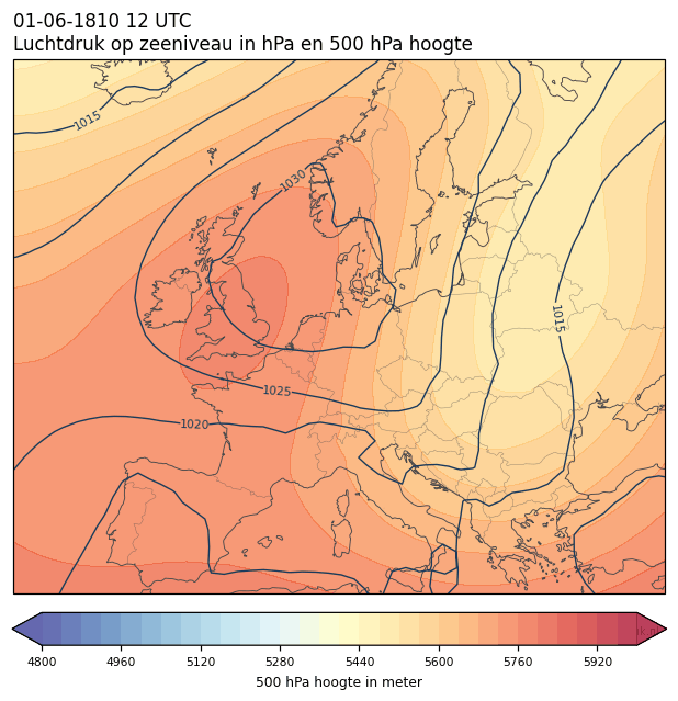 Weerkaart van 1 juni 1810 om 12 UTC