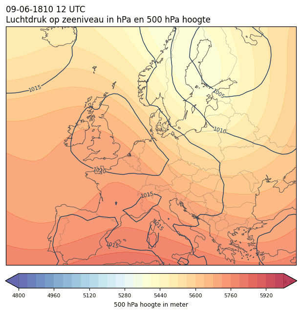 Weerkaart van 9 juni 1810 om 12 UTC