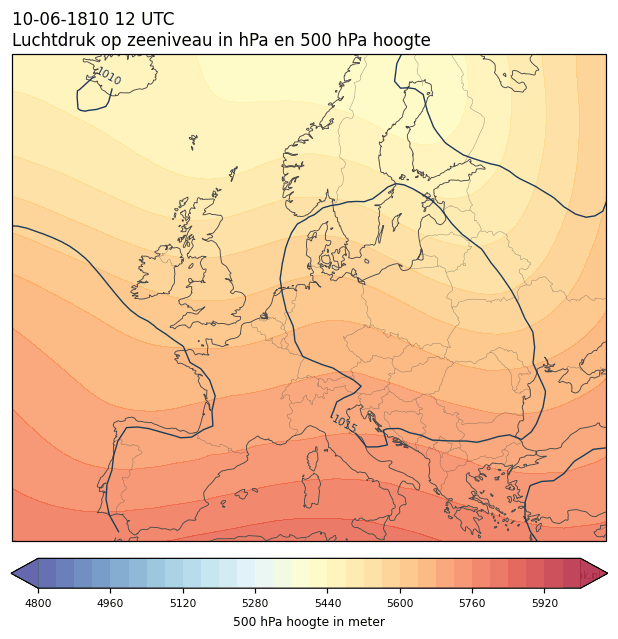 Weerkaart van 10 juni 1810 om 12 UTC