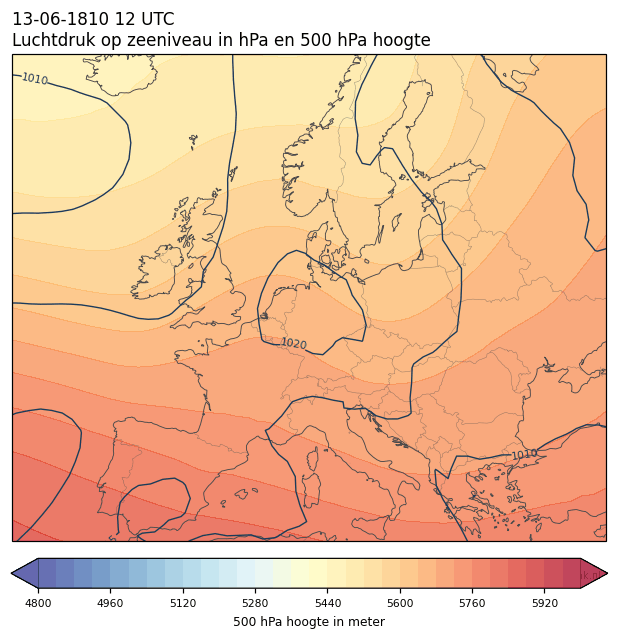 Weerkaart van 13 juni 1810 om 12 UTC