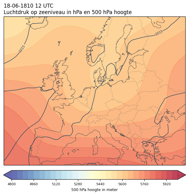 Weerkaart van 18 juni 1810 om 12 UTC