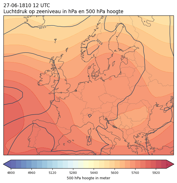 Weerkaart van 27 juni 1810 om 12 UTC