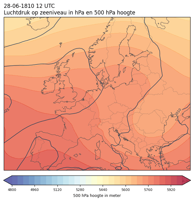 Weerkaart van 28 juni 1810 om 12 UTC