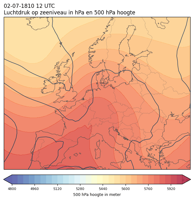 Weerkaart van 2 juli 1810 om 12 UTC