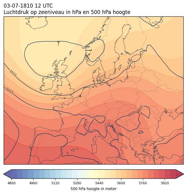 Weerkaart van 3 juli 1810 om 12 UTC