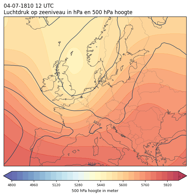 Weerkaart van 4 juli 1810 om 12 UTC