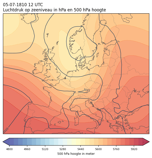 Weerkaart van 5 juli 1810 om 12 UTC