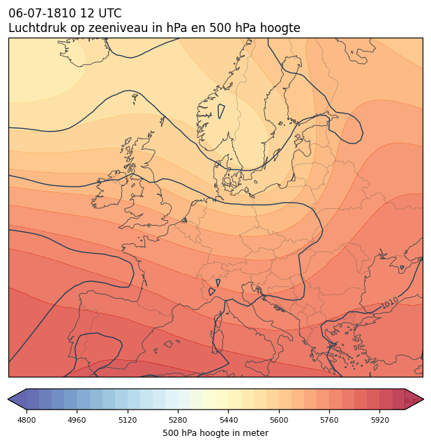 Weerkaart van 6 juli 1810 om 12 UTC