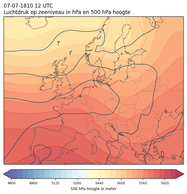 Weerkaart van 7 juli 1810 om 12 UTC