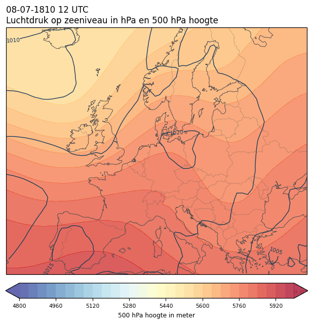 Weerkaart van 8 juli 1810 om 12 UTC