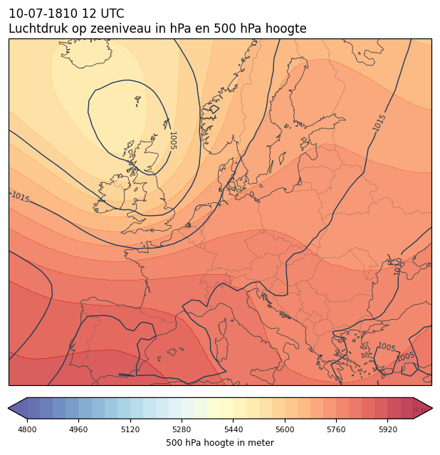 Weerkaart van 10 juli 1810 om 12 UTC