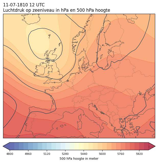 Weerkaart van 11 juli 1810 om 12 UTC