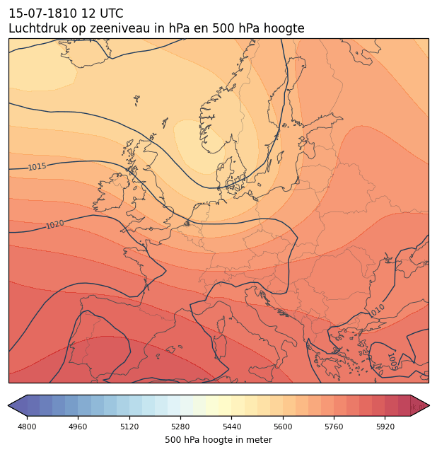 Weerkaart van 15 juli 1810 om 12 UTC
