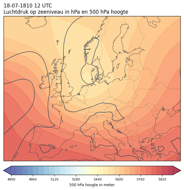 Weerkaart van 18 juli 1810 om 12 UTC